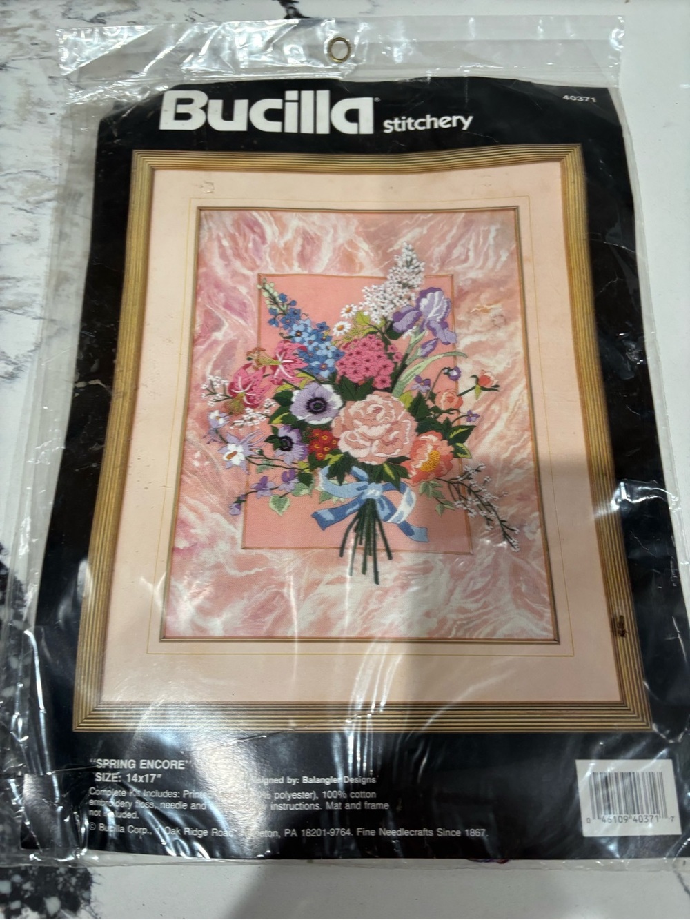 Bucilla Pink and Purple Floral Bouquet Framed Needlecraft